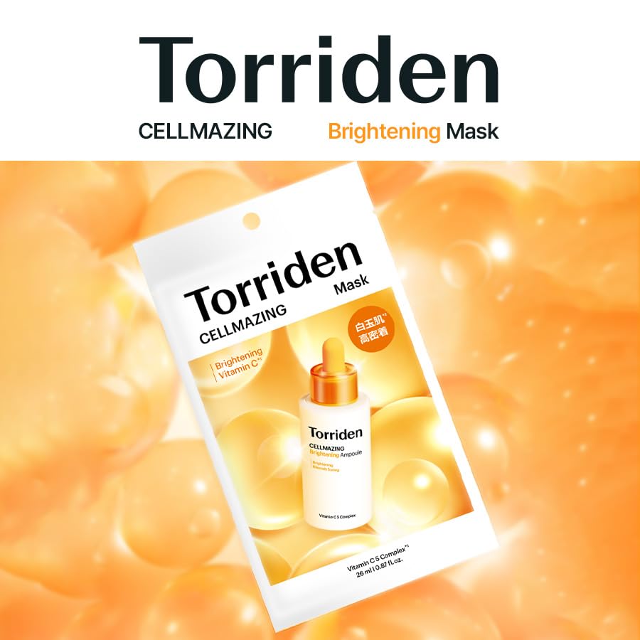 TORRIDEN Brightening Vitamin C Sheet Mask 10 Sheets for Radiant Skin