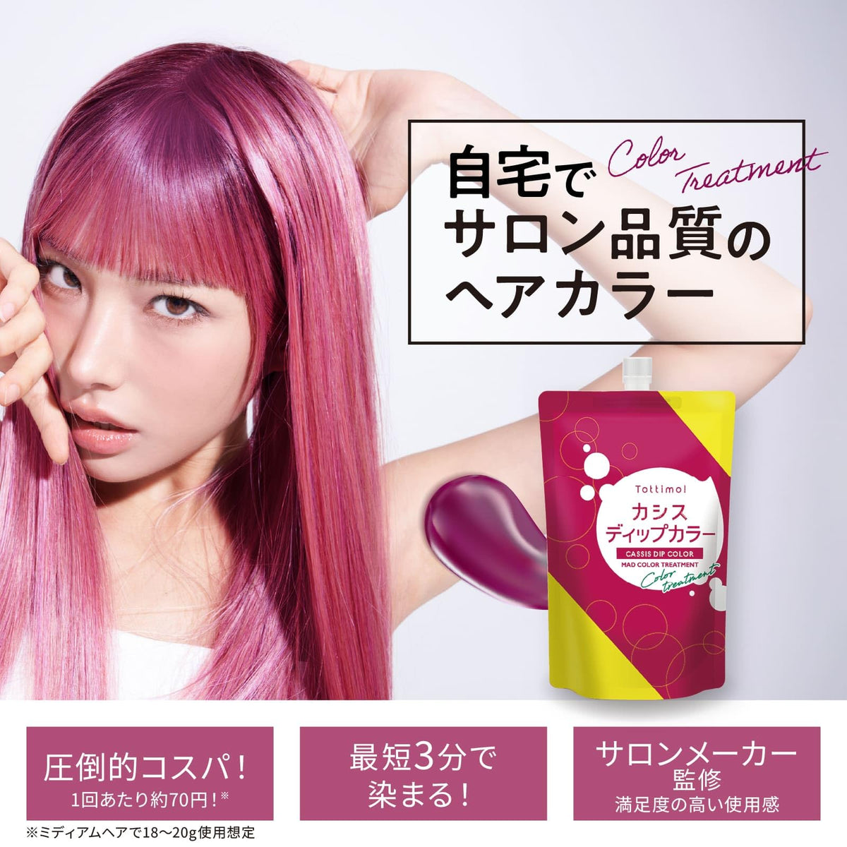 Tottimo! Dip Color Cassis Hair Treatment 500g for Japanese Hair Care