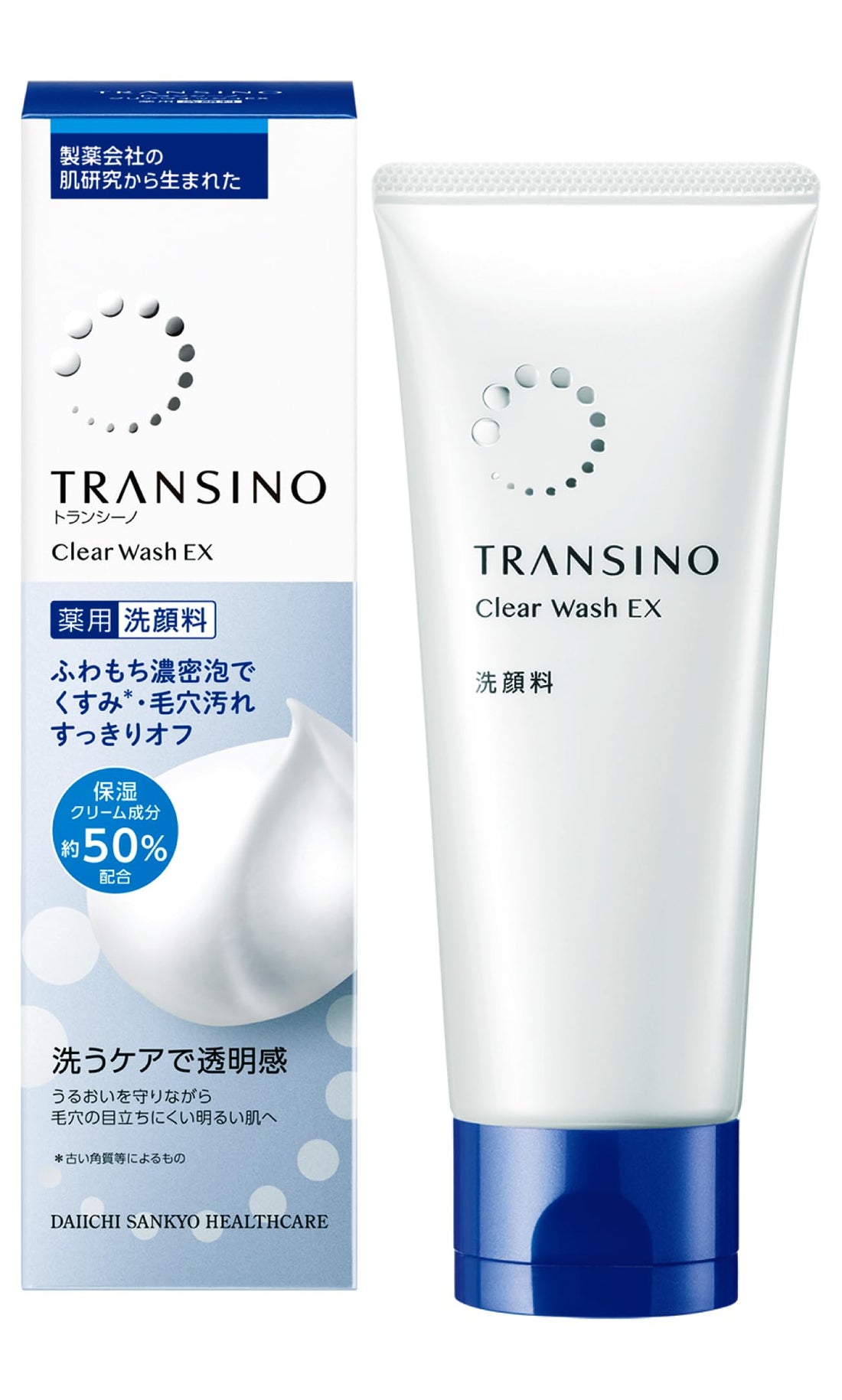 Transino 【produit de santé】 Nettoyant clair médical EX 100 g Nettoyant pour le visage médical Mousse dense Contient de la vitamine C Soin des taches et des pores