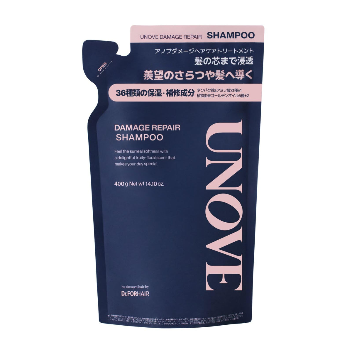 UNOVE Damage Repair Shampoo 400g Refill for Healthy Hair Care