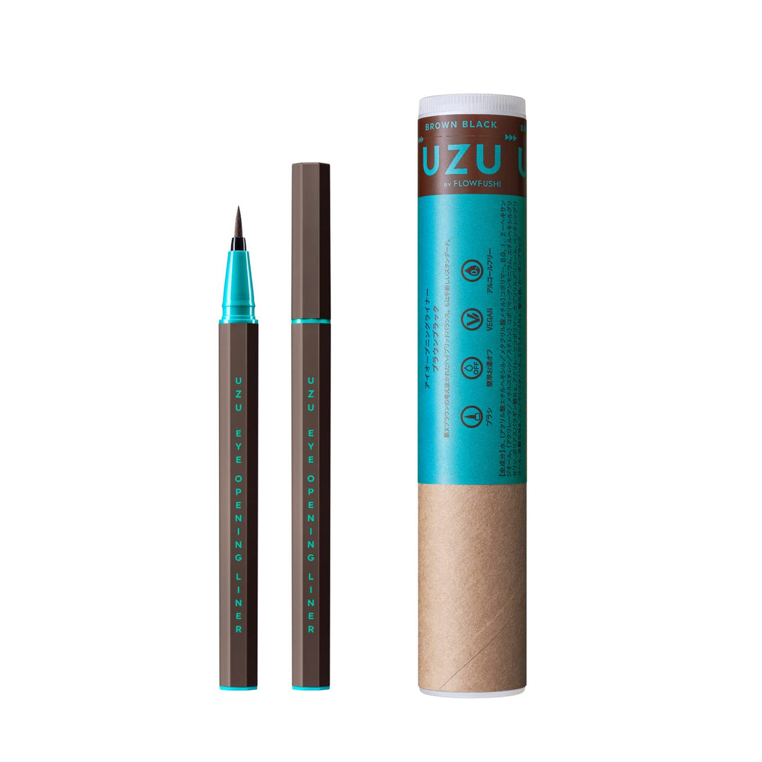 UZU Liquid Eyeliner Brown Black 0.55ml Alcohol-Free and Gentle Formula
