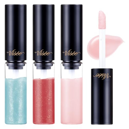 Visee Essence Lip Plumper Mini Set Lip Gloss Color Enhancement Plump Volume Up Moisturizing 2.8mL×3 Colors