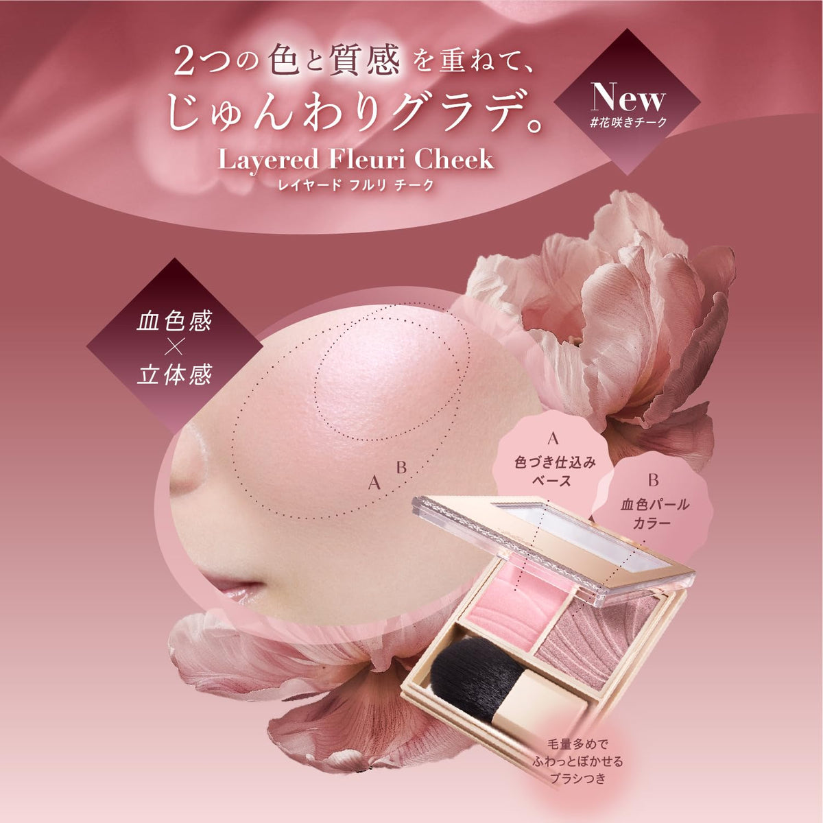 Visee Layered Cheek PK-1 Peony Pink 5.8g for a Radiant Glow