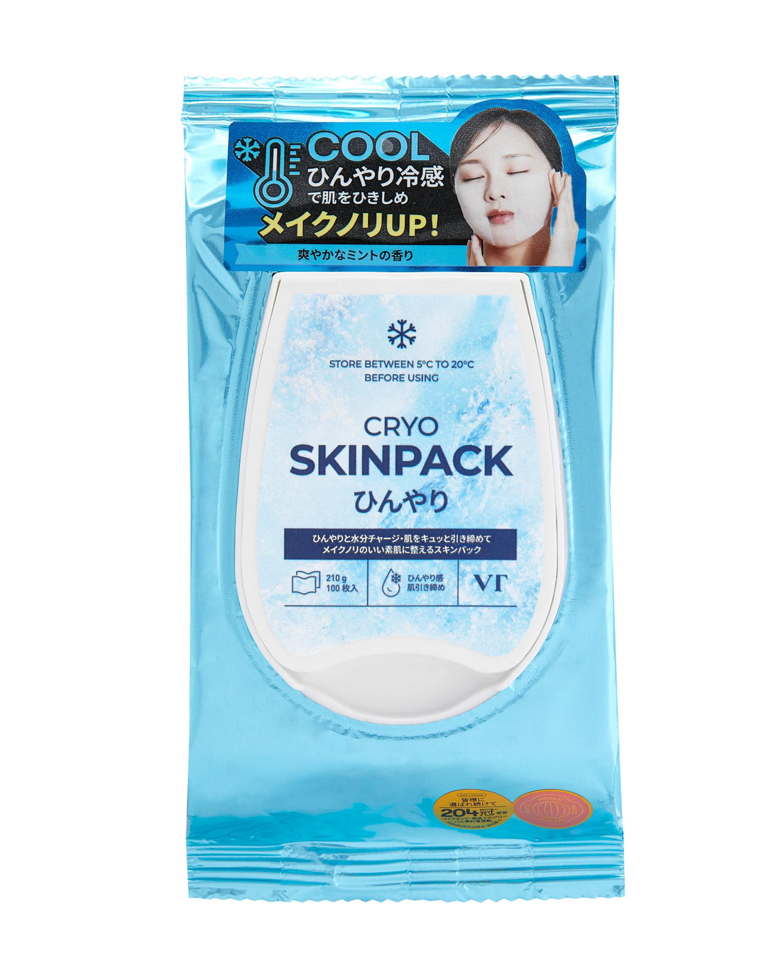 VT COSMETICS Cryo Cooling Skin Pack 100 Sheets for Radiant Skin