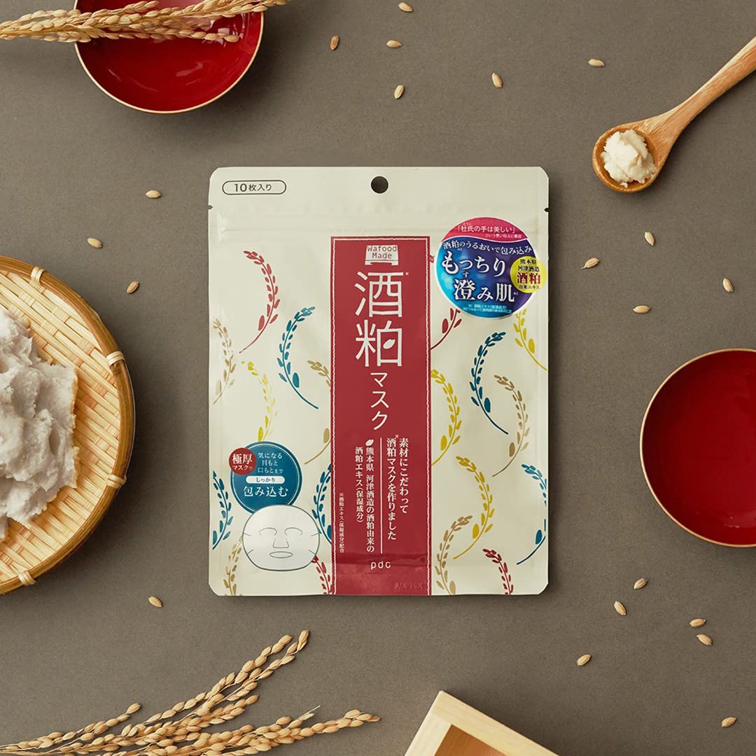 Wafood Made Sake Kasu Mask 10 Sheets for Brightening and Hydration