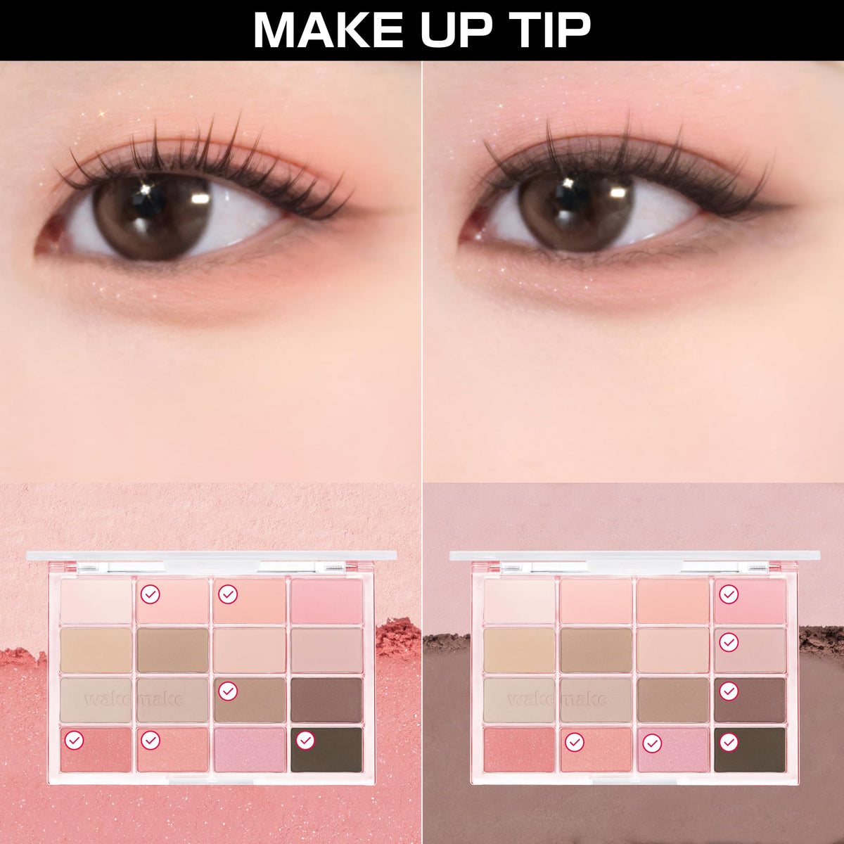 WAKEMAKE Soft Blurring Eye Palette Healthy Coral Blurring 16 Colors