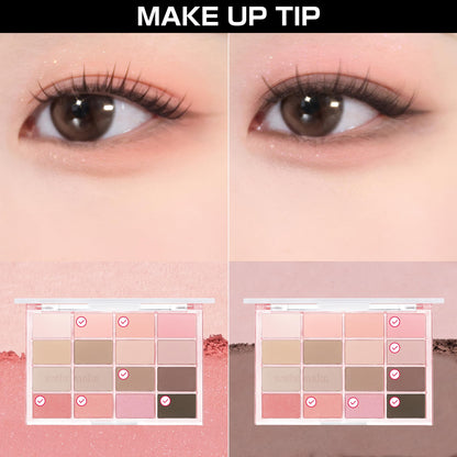 WAKEMAKE Soft Blurring Eye Palette Healthy Coral Blurring 16 Colors