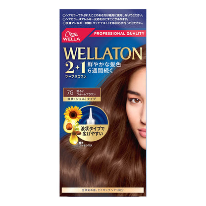 WELLATON 2+1 Liquid Hair Color 7G Light Warm Brown, 1 Pack