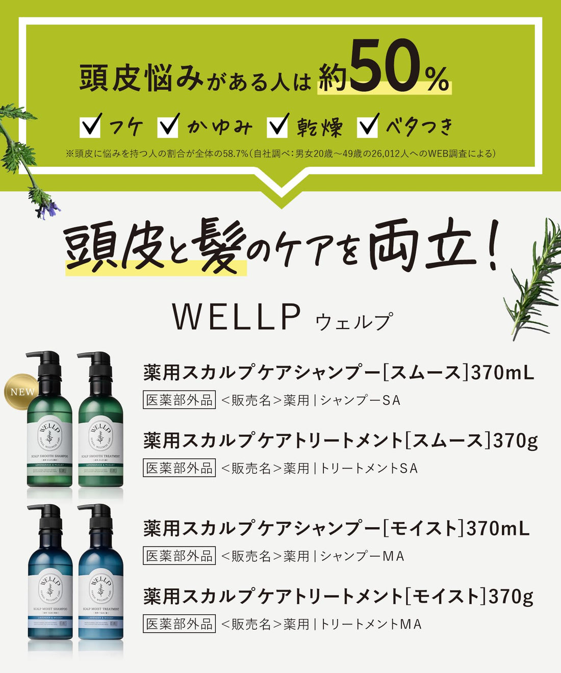 WELLP Moisture Shampoo and Treatment Refill for Japanese Hair Care