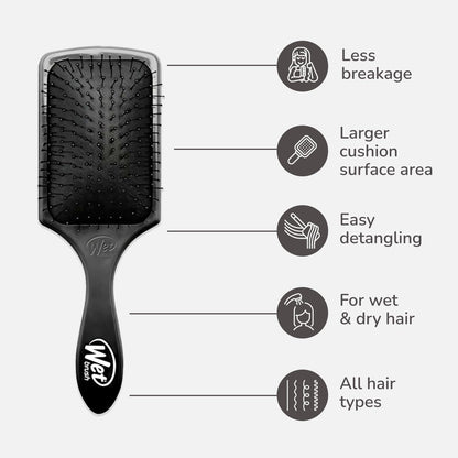 Wet Brush Paddle Detangler Hair Brush Black for Effortless Styling