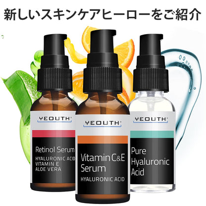 YEOUTH Pure Hyaluronic Acid Serum with Vitamin C and Retinol 3x1 Fl Oz