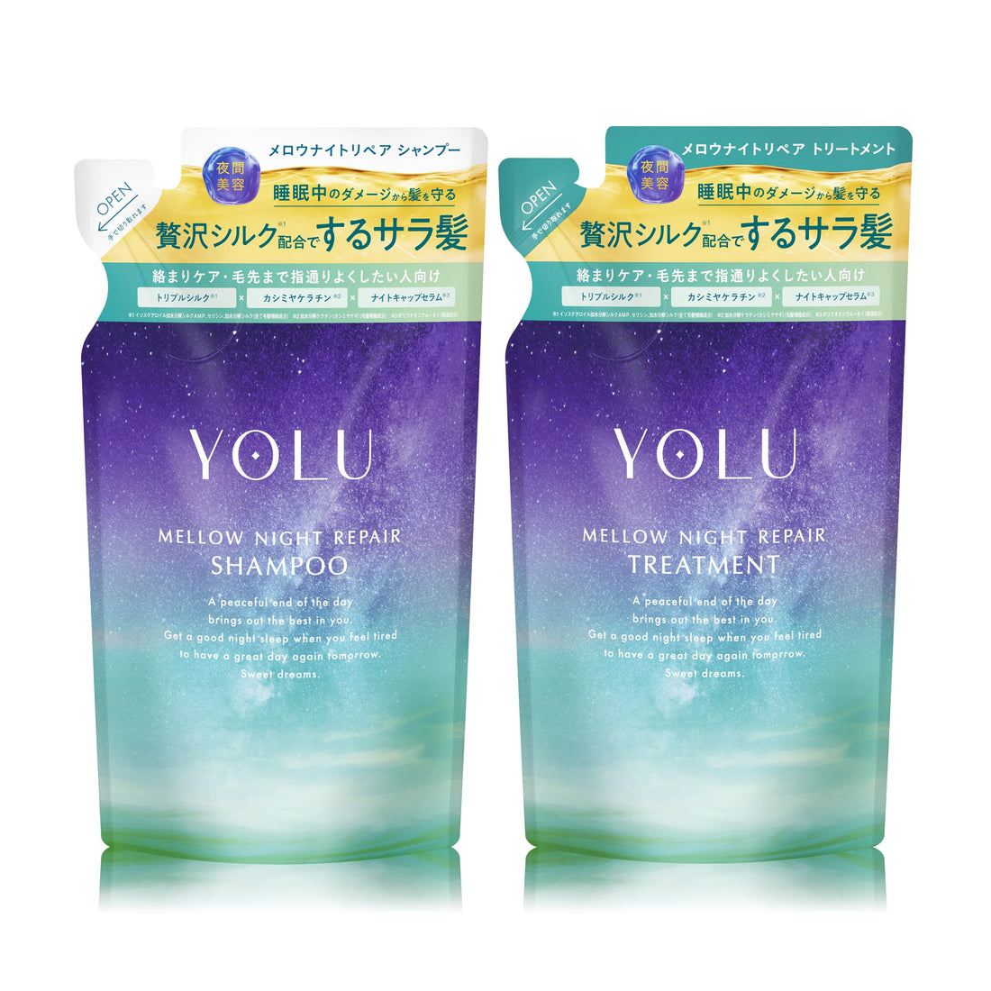 YOLU Mellow Night Repair Shampoo and Treatment Refill Set