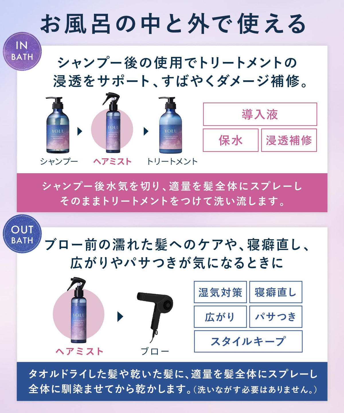 YOLU Hair Mist Calm Night Repair Set for Soft and Manageable Hair
