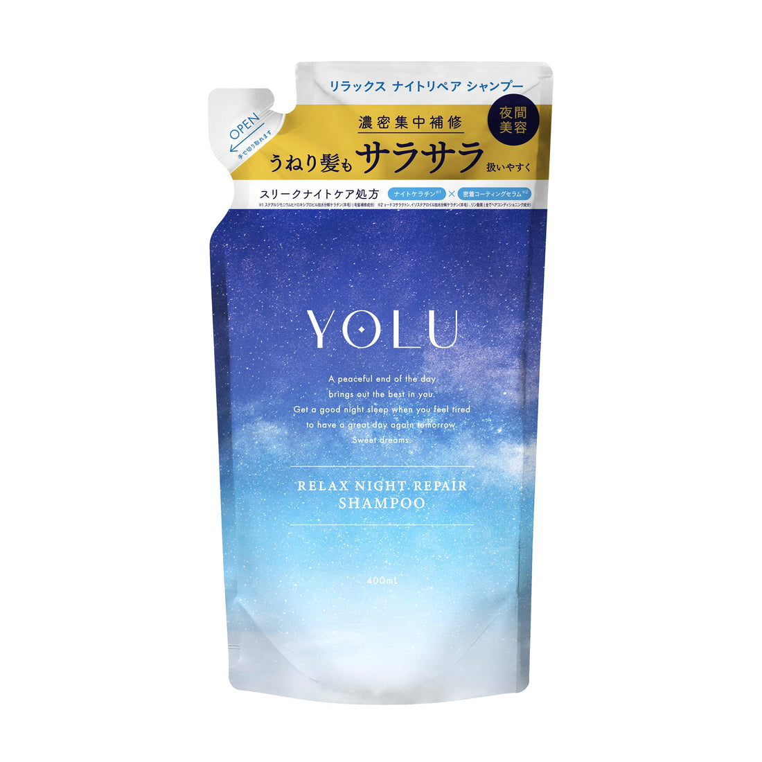 YOLU Relax Night Repair Shampoo Refill 400ml for Japanese Hair Care