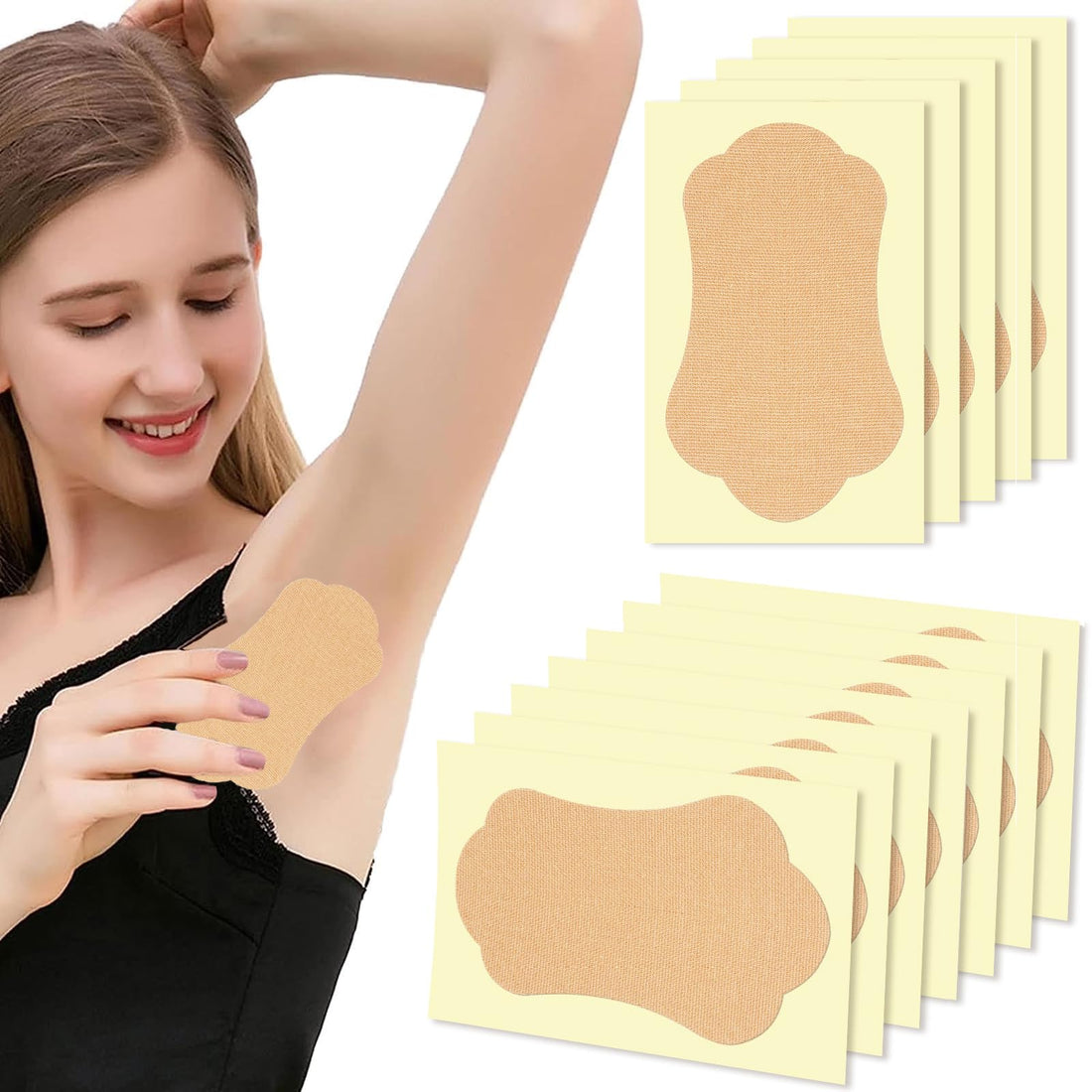 Zikanga Direct-Adhesive Underarm Sweat Pads, Skin Color, 28 Pads
