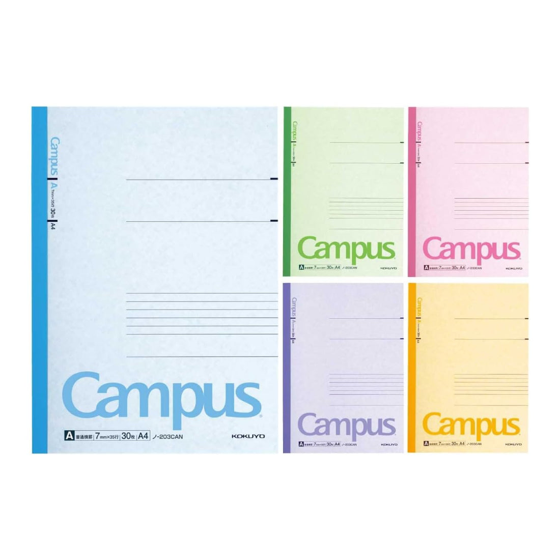 KOKUYO Campus Notebook A4 Pack with Color Assortment & Dot Grid