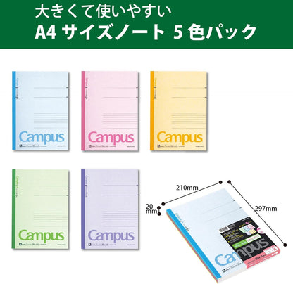 KOKUYO Campus Notebook A4 Pack with Color Assortment &amp; Dot Grid
