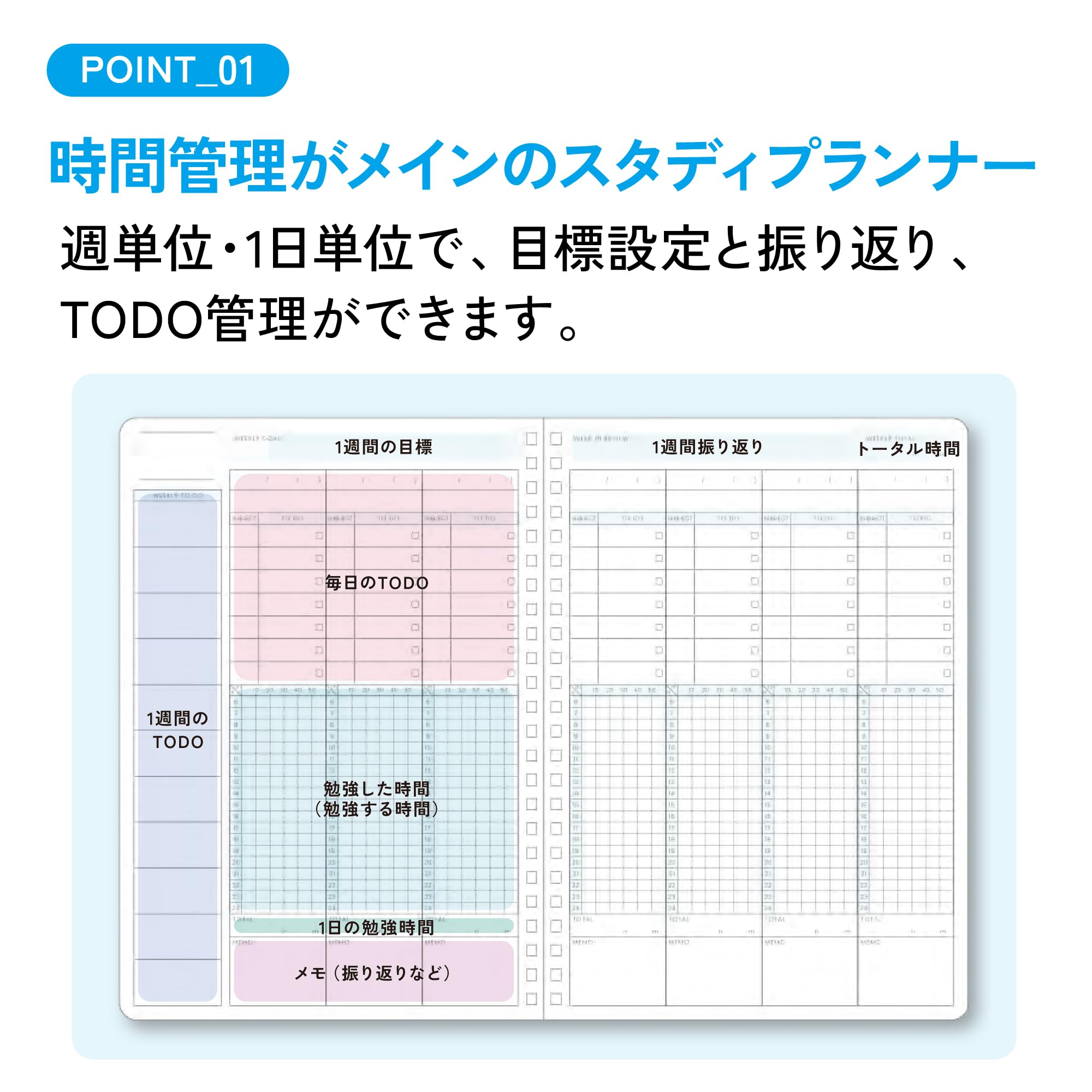 KOKUYO Study Planner TIME LOG for Effective Time Management A5 &amp; Semi B5