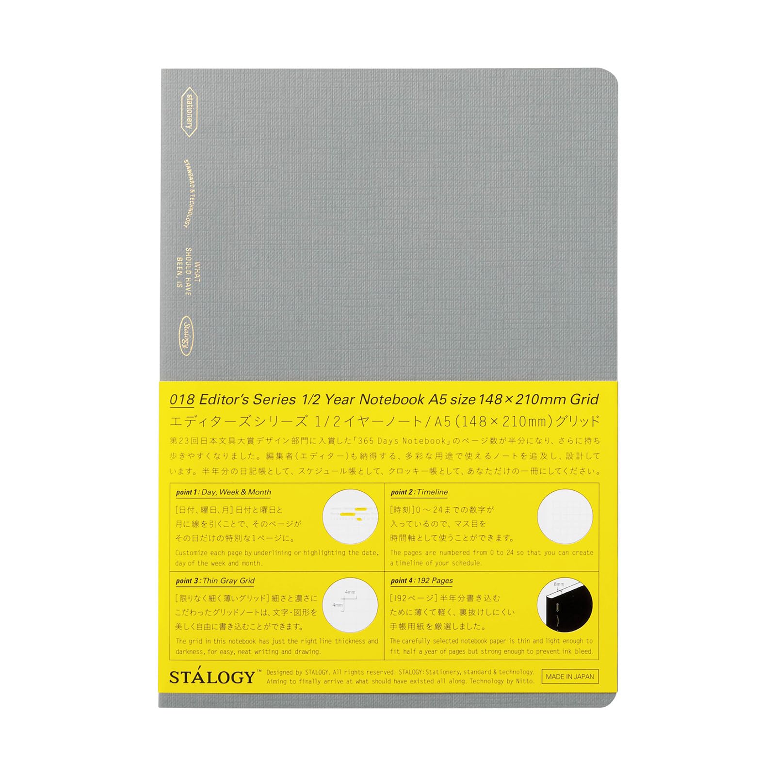 Nitoms STALOGY A5 Graph &amp; Grid Notebooks for Daily Planning