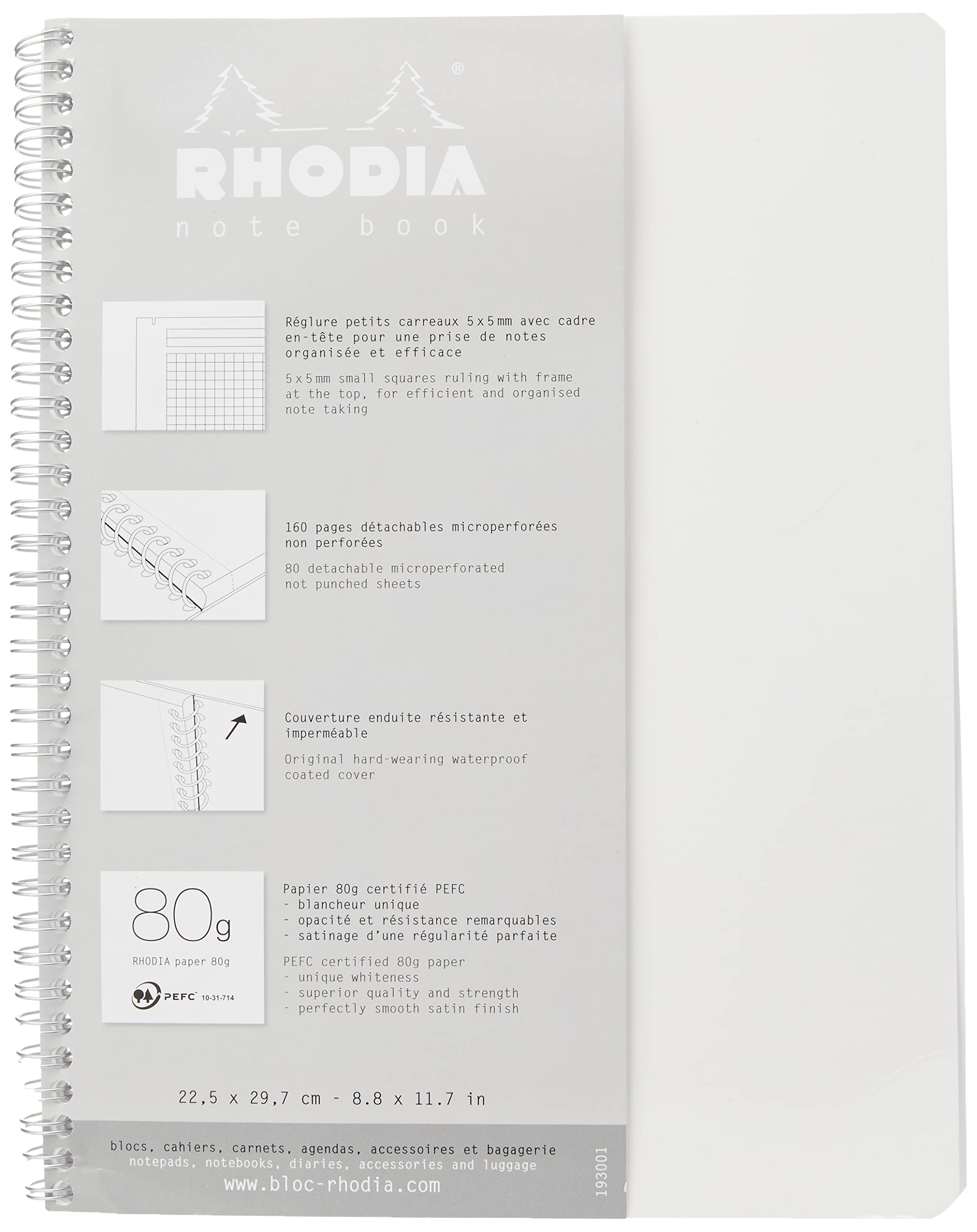RHODIA Double Ring Notebook A5 &amp; A4 Classic 160 Pages Ruled &amp; Grid