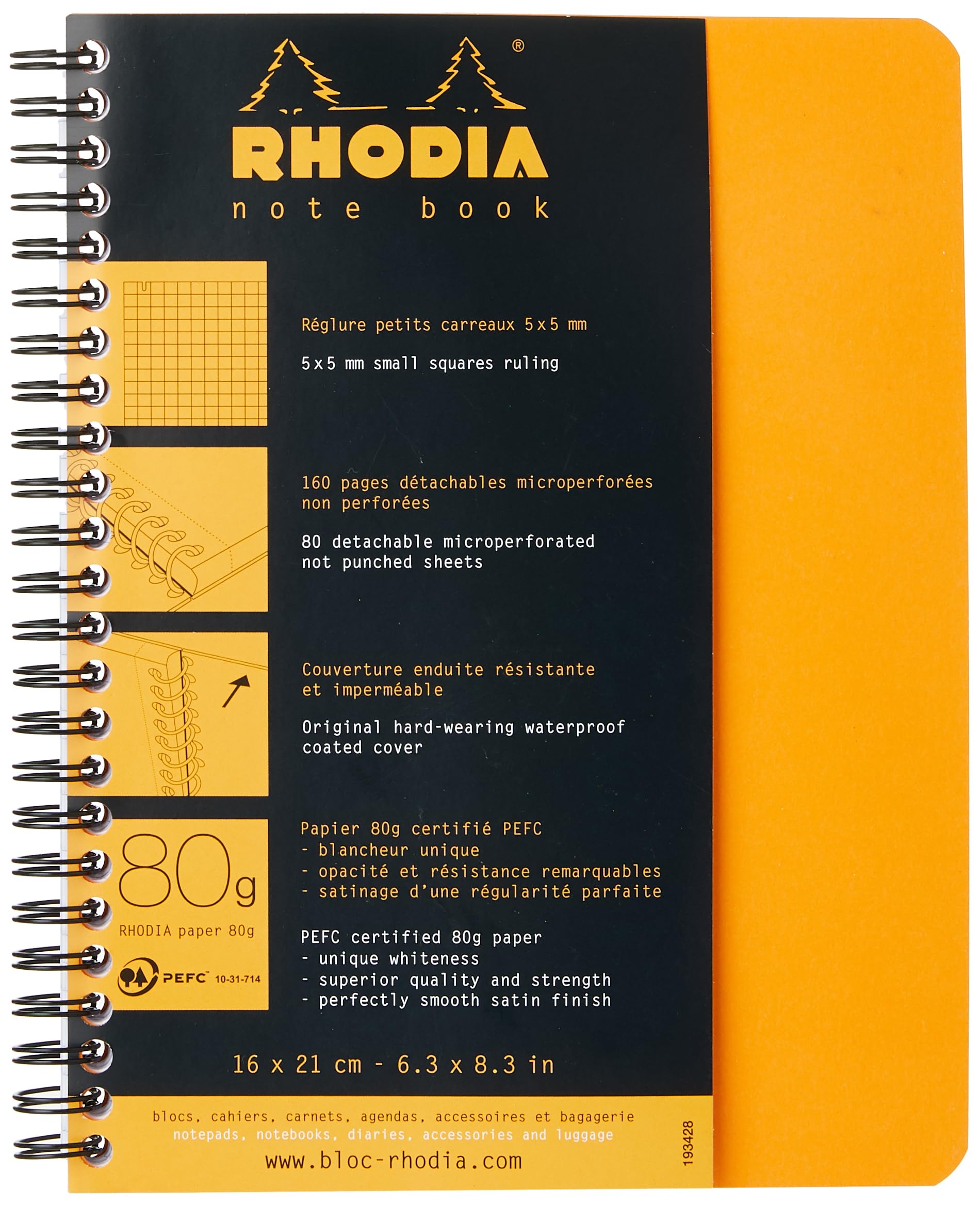 RHODIA Double Ring Notebook A5 &amp; A4 Classic 160 Pages Ruled &amp; Grid