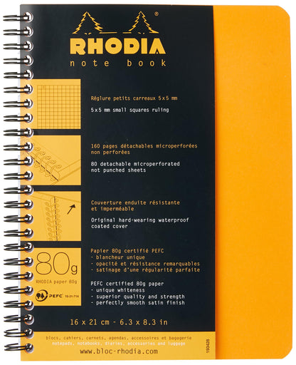 RHODIA Double Ring Notebook A5 &amp; A4 Classic 160 Pages Ruled &amp; Grid