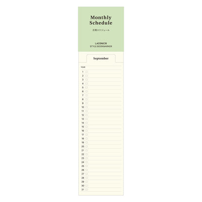 Laconic Bookmark Memo Monthly &amp; Weekly Date-Free Style Note
