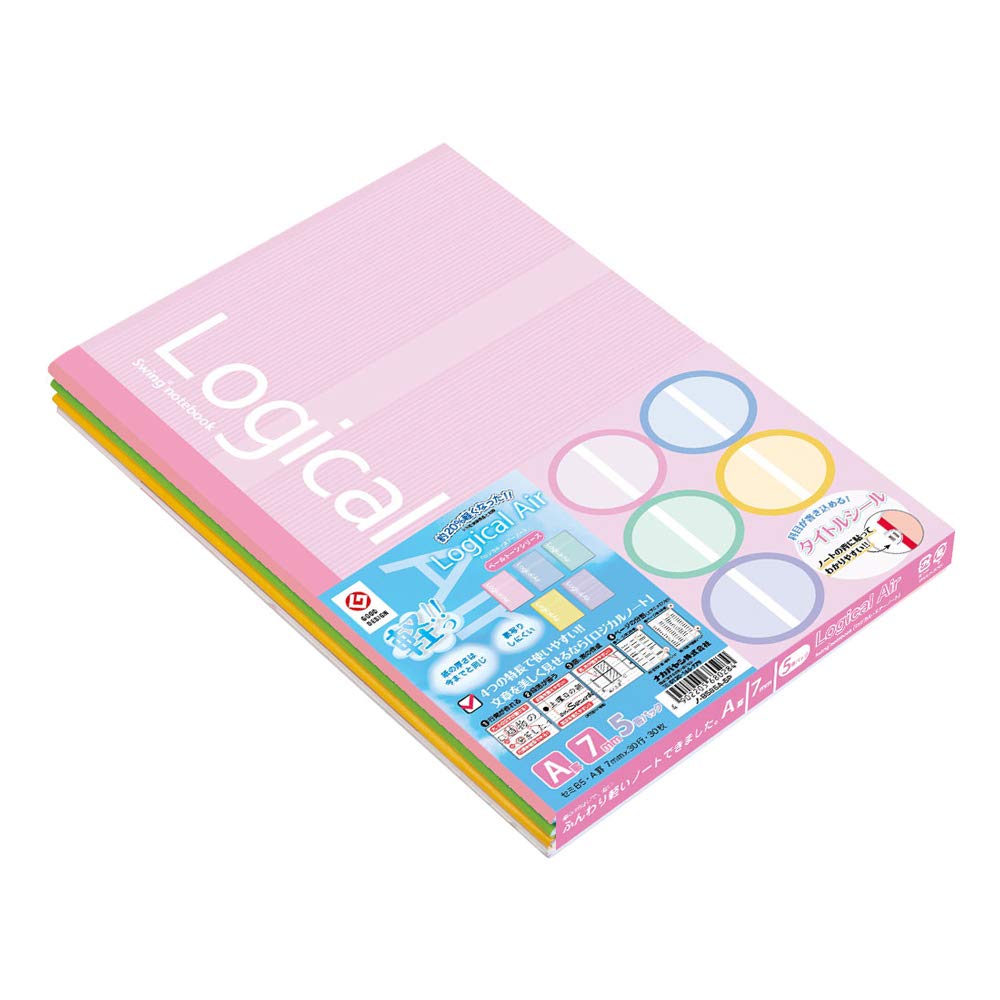 Nakabayashi Logical Air Note 5-Pack Semi B5 Notebook with A &amp; B Ruling