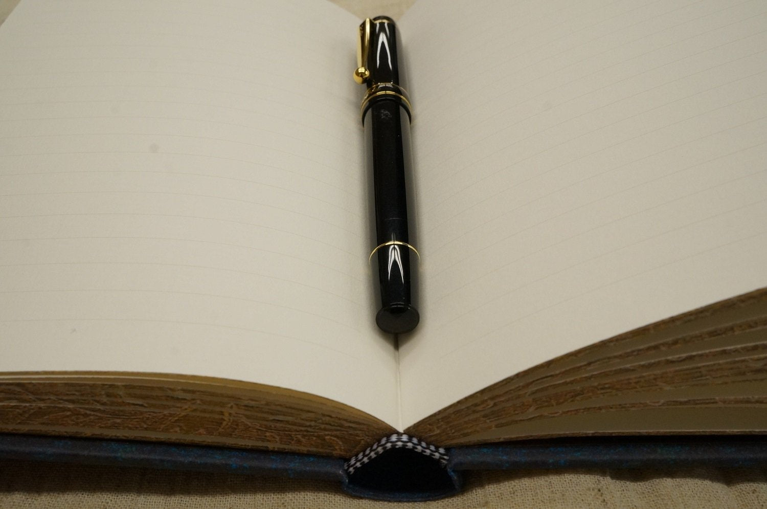 Paperblanks Lined Notebook in Deep Blue &amp; Akane for Elegant Note-Taking