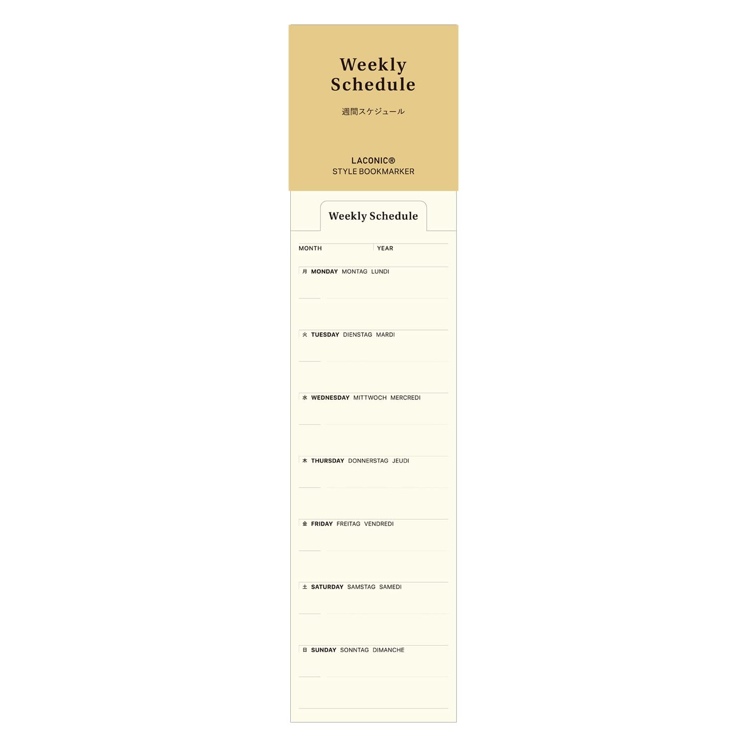 Laconic Bookmark Memo Monthly &amp; Weekly Date-Free Style Note