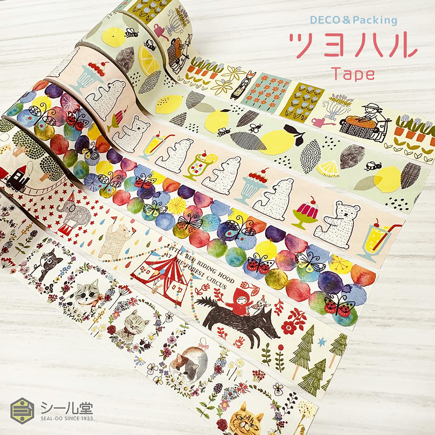 Shinzi Katoh Craft Tape Set with Various Designs 27mm &amp; 42mm x 5m