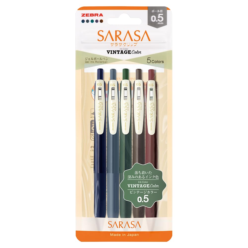 ZEBRA Sarasa Clip Gel Pen Set with Vintage, Deco Shine &amp; Milk Colors