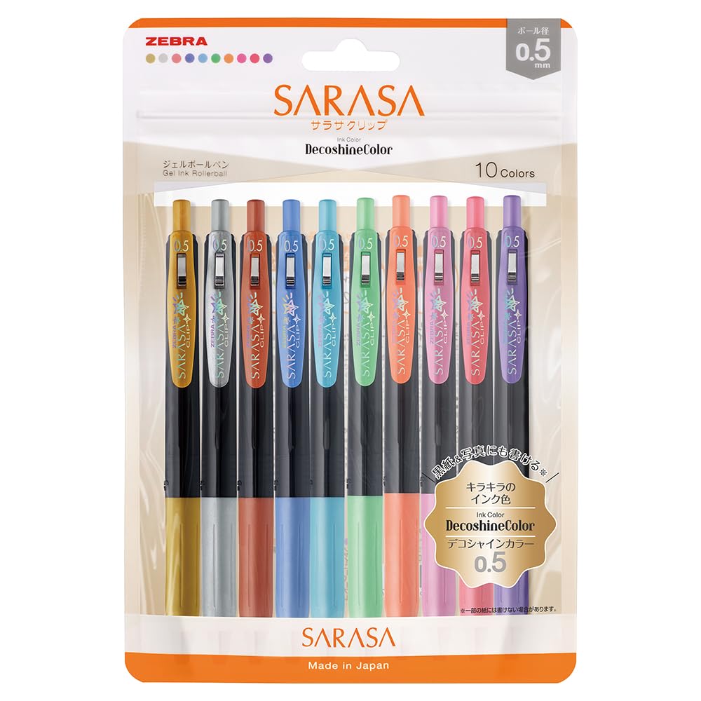 ZEBRA Sarasa Clip Gel Pen Set with Vintage, Deco Shine &amp; Milk Colors