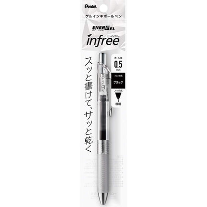 Pentel EnerGel Infree &amp; Liquid Gel Ink Pen 0.5mm Clear Barrel