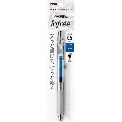Pentel EnerGel Infree &amp; Liquid Gel Ink Pen 0.5mm Clear Barrel