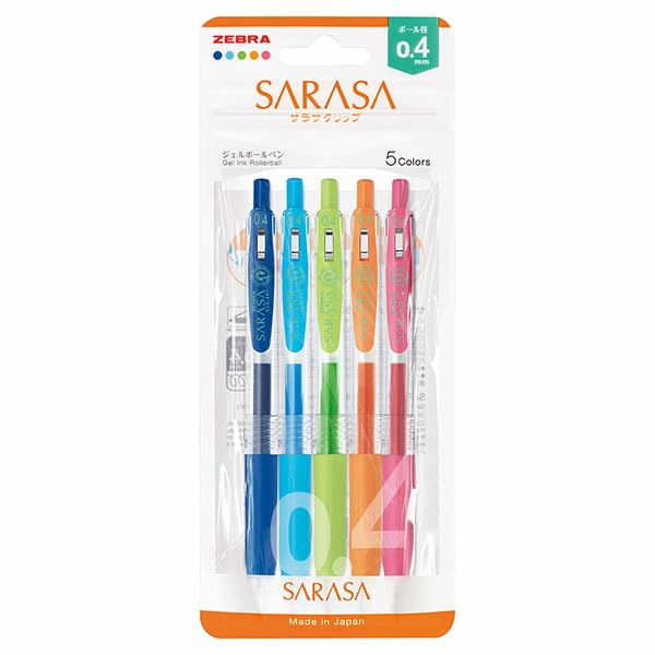 ZEBRA Sarasa Clip Gel Pen Set 0.3mm, 0.4mm, 0.5mm in Various Color Sets
