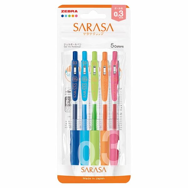 ZEBRA Sarasa Clip Gel Pen Set 0.3mm, 0.4mm, 0.5mm in Various Color Sets