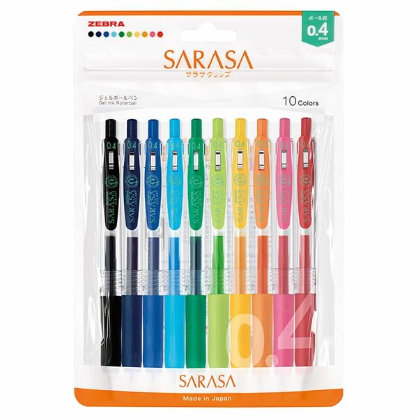 ZEBRA Sarasa Clip Gel Pen Set 0.3mm, 0.4mm, 0.5mm in Various Color Sets