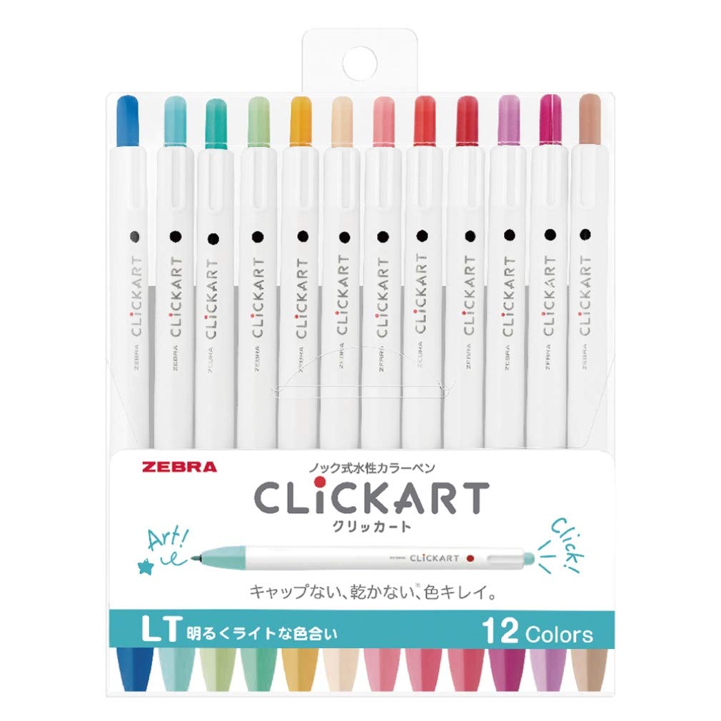 ZEBRA ClickArt Water-Based Pen Set 12 Colors for Creative Projects