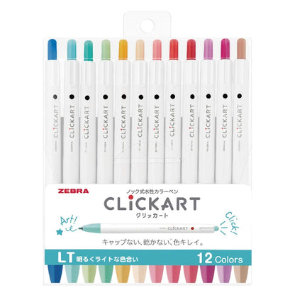ZEBRA ClickArt Water-Based Pen Set 12 Colors for Creative Projects