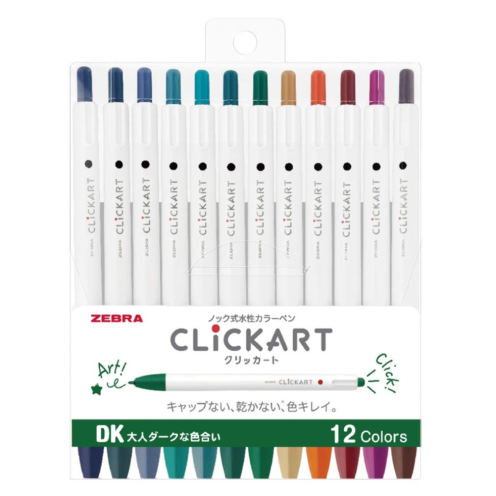 ZEBRA ClickArt Water-Based Pen Set 12 Colors for Creative Projects