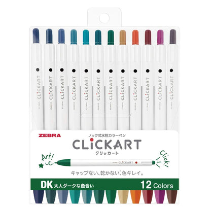 ZEBRA ClickArt Water-Based Pen Set 12 Colors for Creative Projects