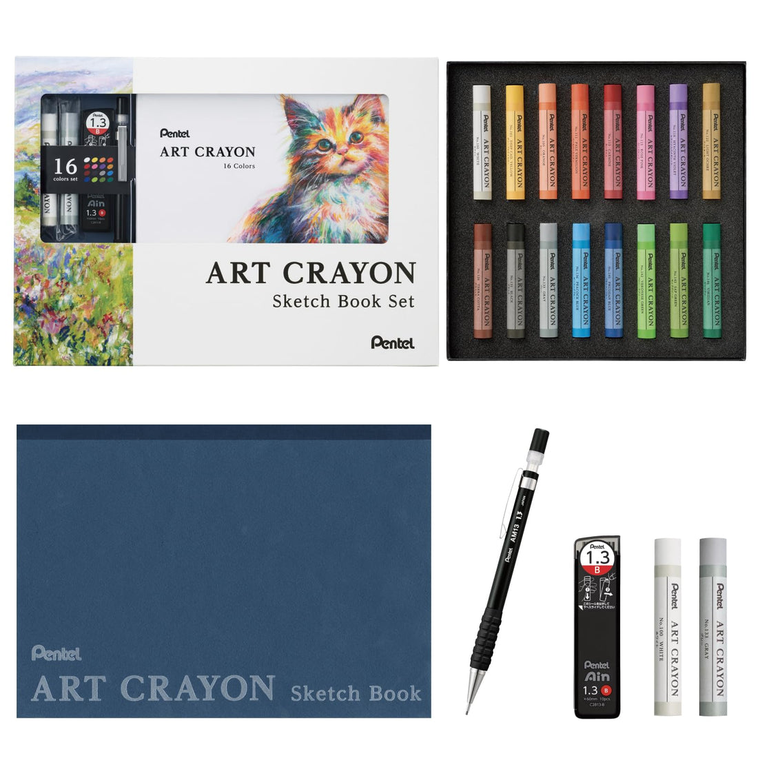 Pentel Crayon Art Crayon Set with Various Color Options