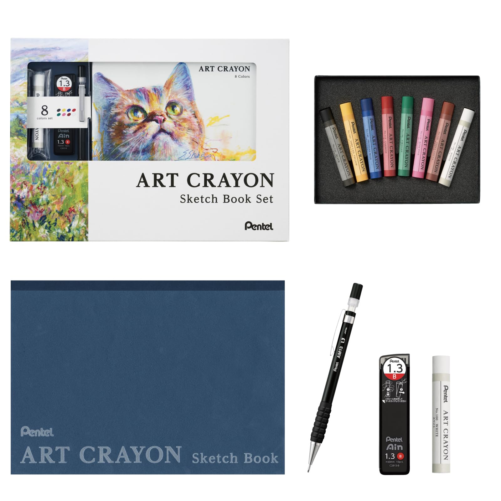 Pentel Crayon Art Crayon Set with Various Color Options