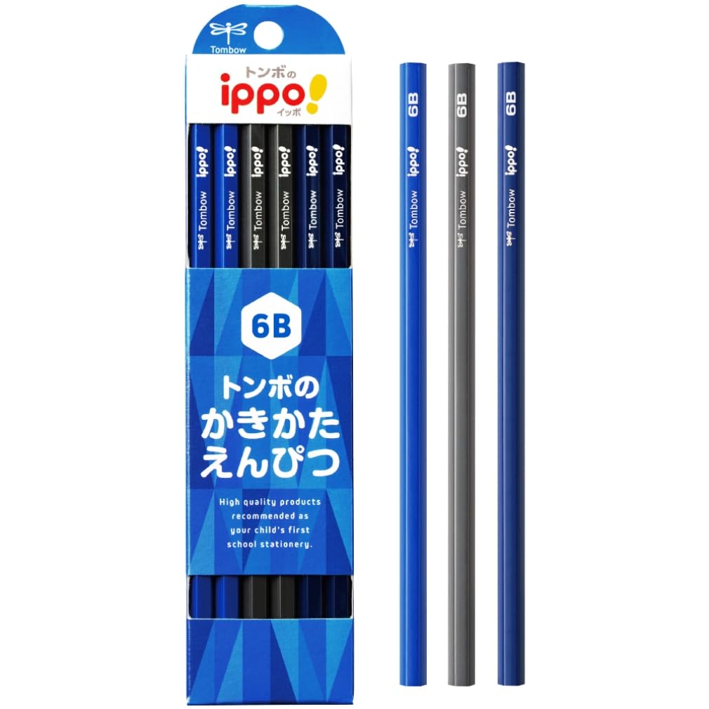 Tombow Ippo! Plain 6B Pencil 12-Pack - Purple, Navy, Light Blue