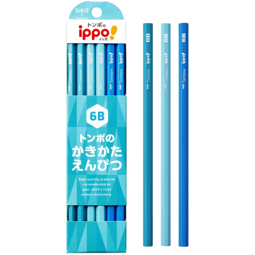 Tombow Ippo! Plain 6B Pencil 12-Pack - Purple, Navy, Light Blue