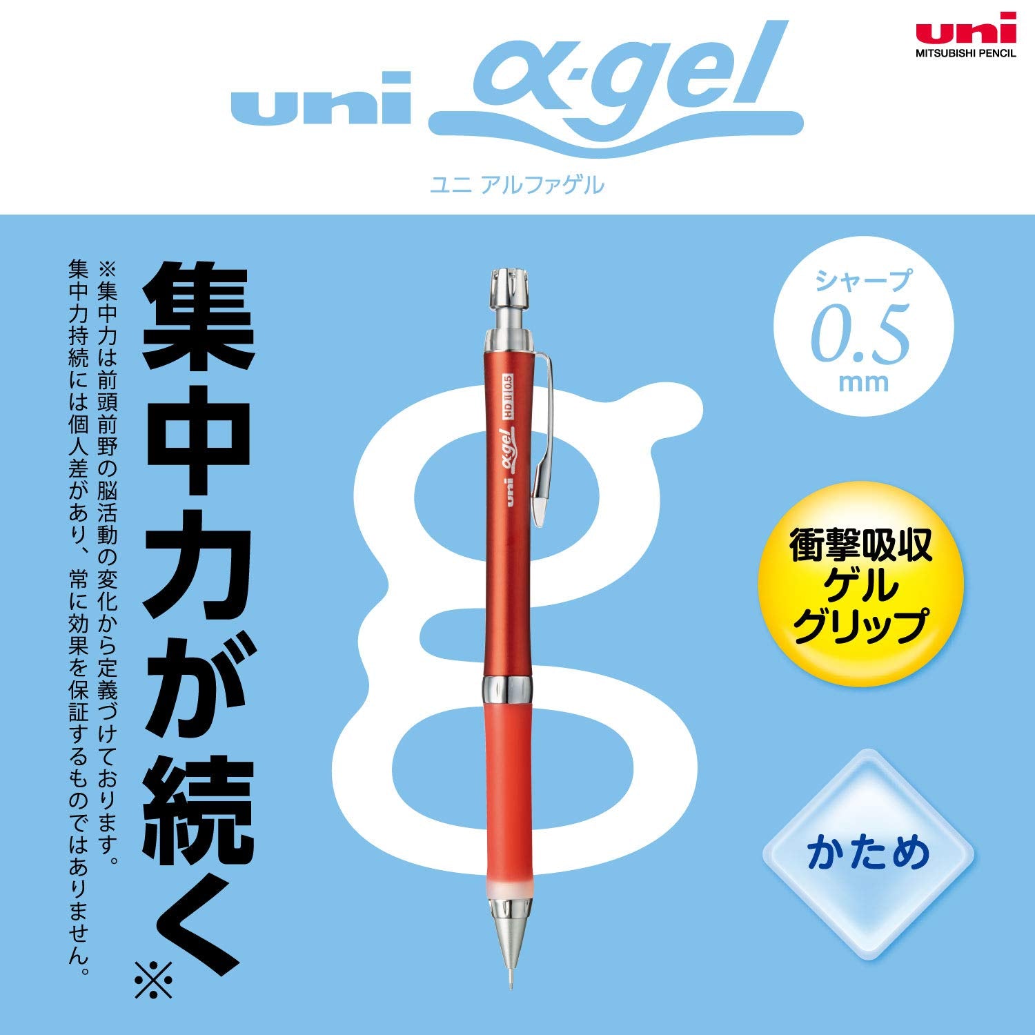 Mitsubishi Pencil Uni Alpha Gel Slim Mechanical Pencil &amp; Refill 0.3mm/0.5mm