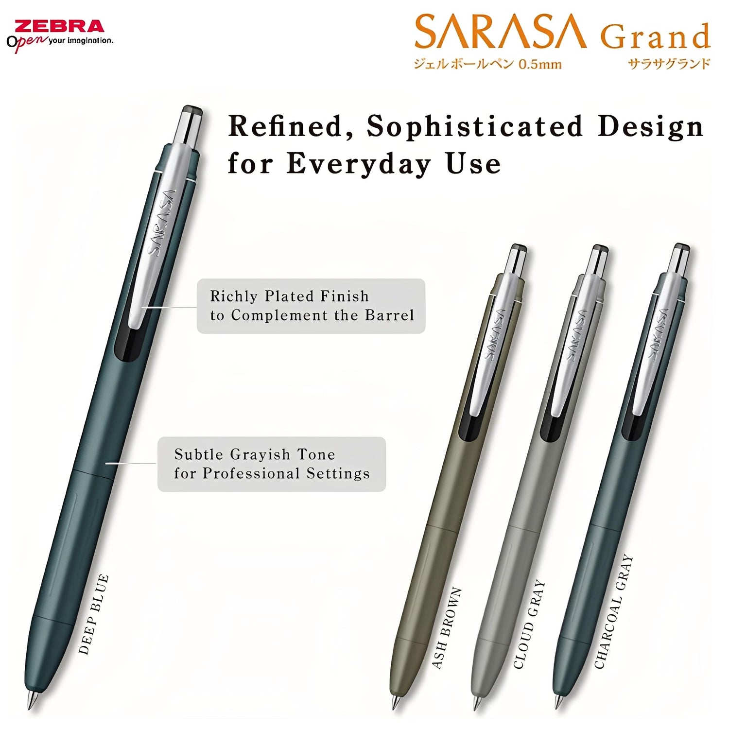 ZEBRA Sarasa Grand Gel Pen 0.5mm Black Ink &amp; Deep Blue Ink