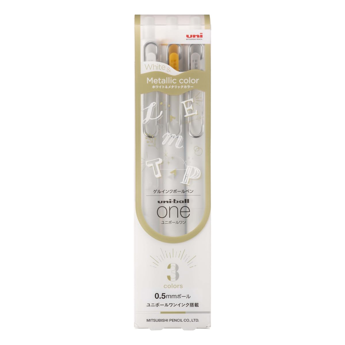 Mitsubishi Pencil Uni-ball One Gel Pen 0.38mm &amp; 0.5mm 3 Color Set &amp; 10 Pack