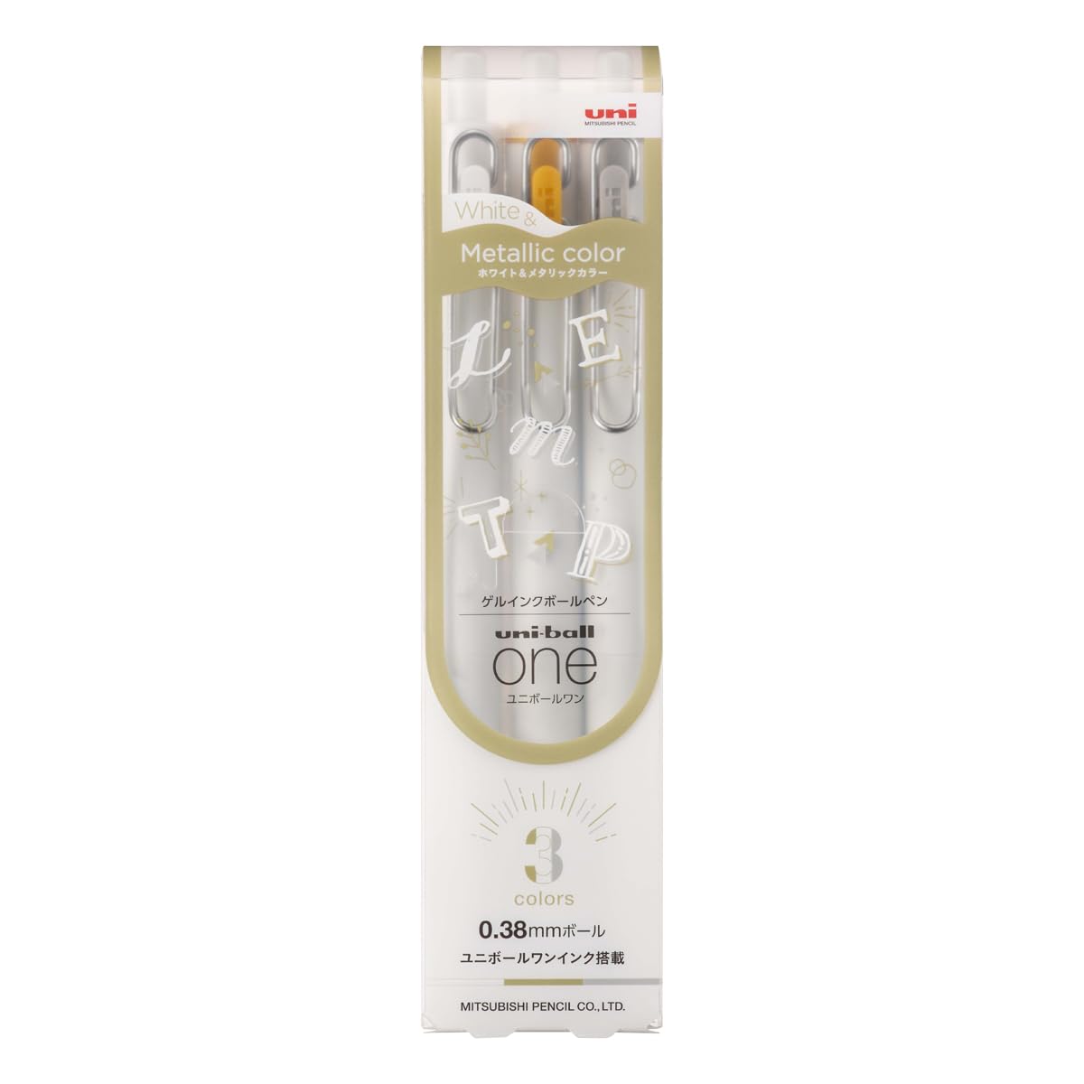 Mitsubishi Pencil Uni-ball One Gel Pen 0.38mm &amp; 0.5mm 3 Color Set &amp; 10 Pack